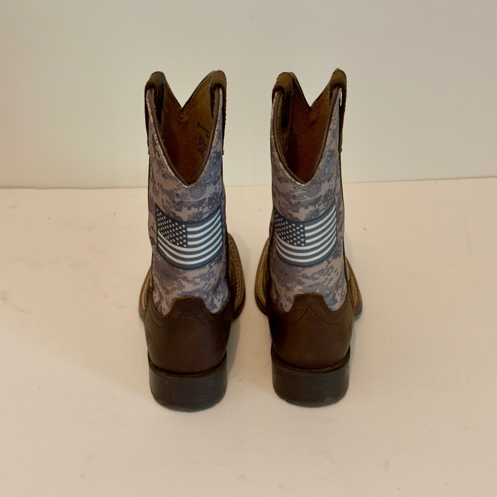 Ariat Kids Sport Patriot Western Boots Brown Camo Flag 10027279 Size 12.5 - Picture 4 of 7